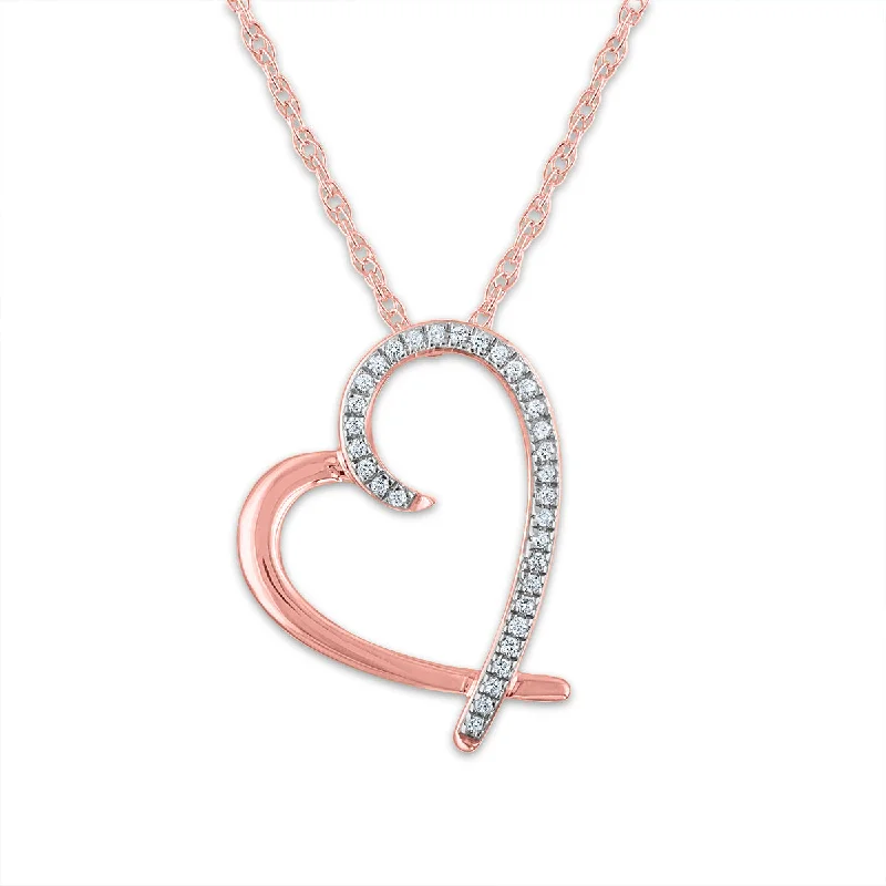 1/10 CTW Diamond Heart 18-inch Pendant in 10KT Rose Gold