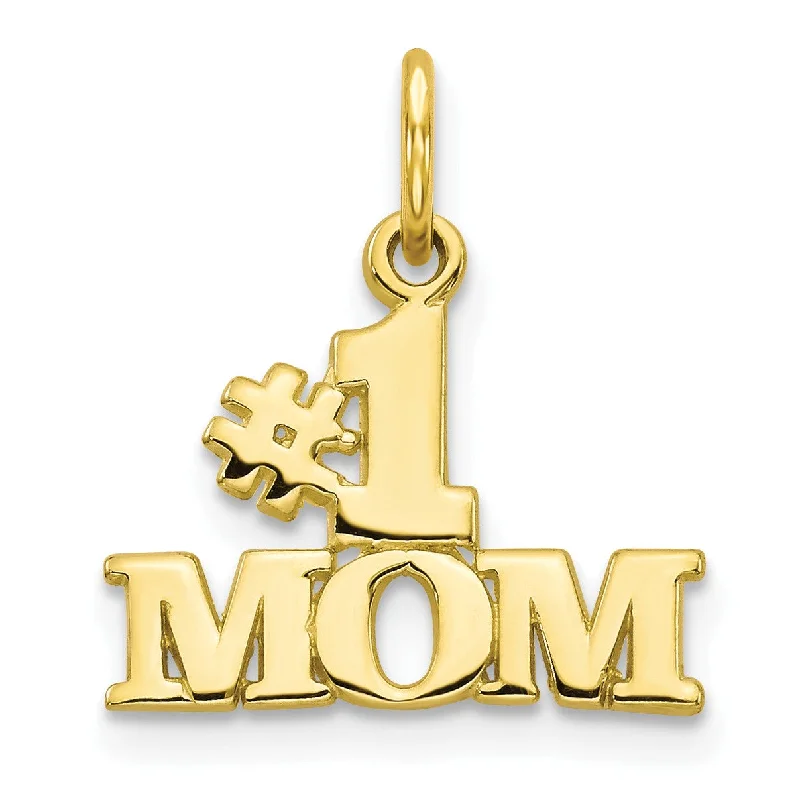 10KT Yellow Gold 18X16MM Mom Pendant; Initial 1. Chain not Included