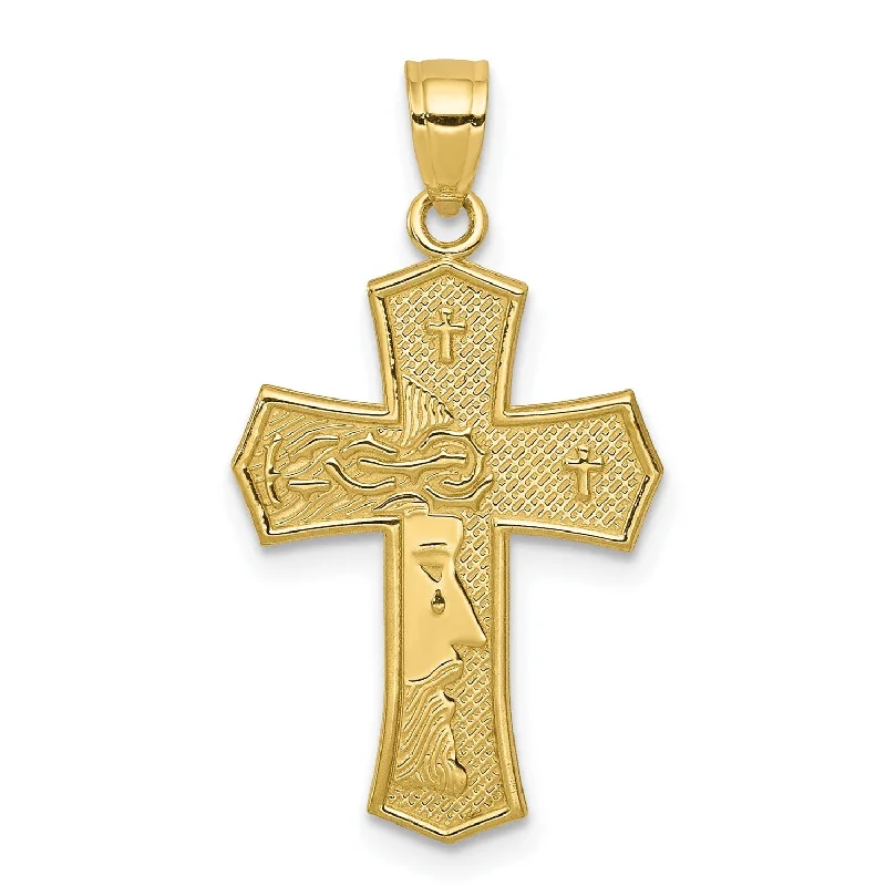 10KT Yellow Gold 28X16MM Reversible Cross Pendant. Chain Not Included