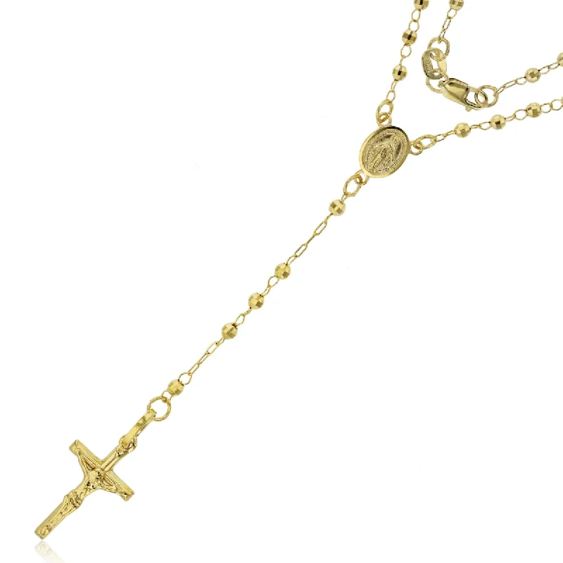 14KT Yellow Gold 17-inch+2-inch Adjustable Rosary Necklace