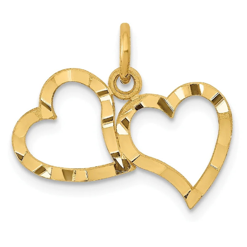 14KT Yellow Gold 18X19MM Double Heart Pendant-Chain Not Included