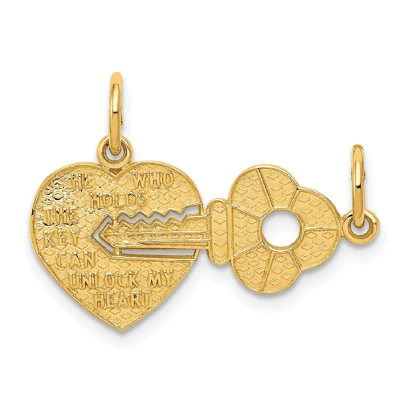 14KT Yellow Gold 19X23MM Break-Apart Heart Key Charm