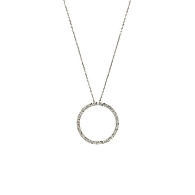 18 Karat White Gold Open Circle Diamond Necklace