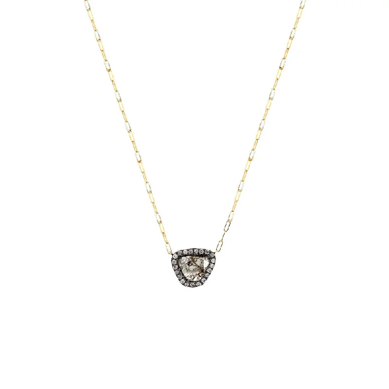 18 Karat Yellow Gold Necklace with Black Diamond Slice