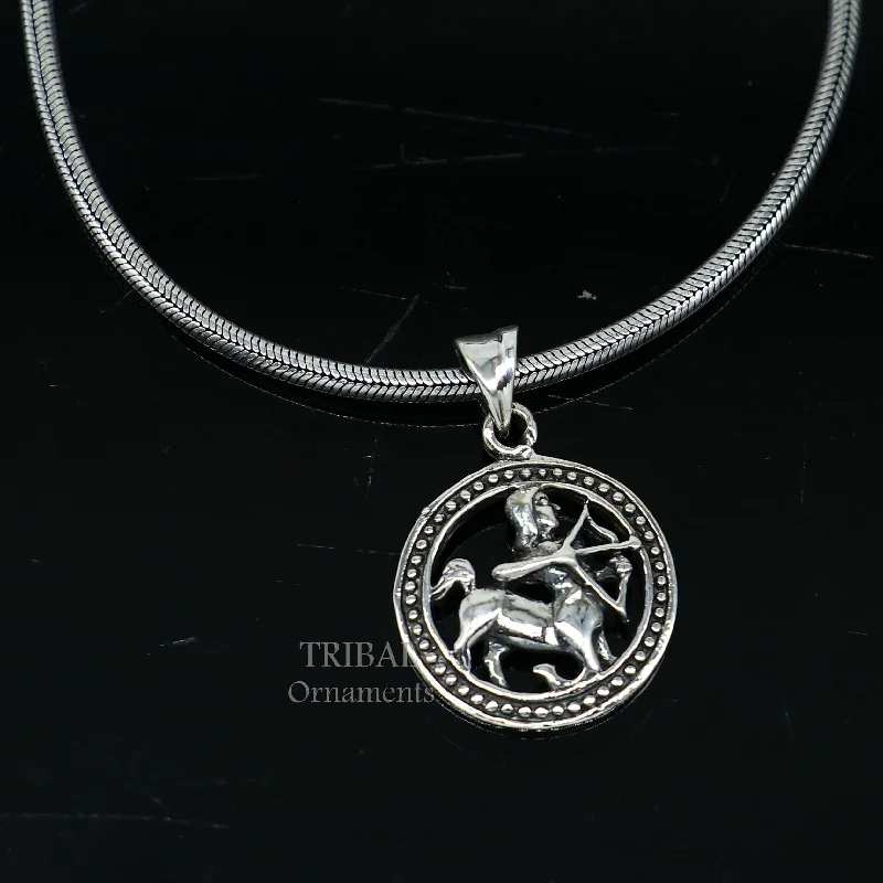 925 sterling silver amazing horoscope zodiac sign or symbol Sagittarius pendant unique Dhanu Rashi symbol pendant best ethnic jewelry nsp571