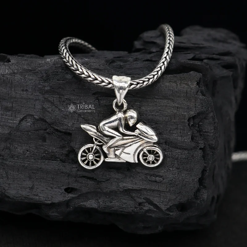 925 Sterling silver bike or motorcycle pendant, amazing stylish unique bike lover pendant unisex gifting jewelry nsp690/PS12