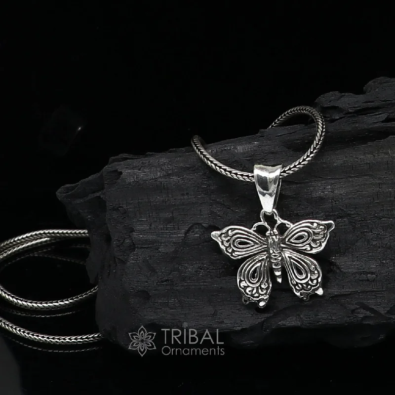 925 sterling silver handmade butterfly design pendant, silver bird pendant necklace best delicate unisex pendant jewellery nsp659