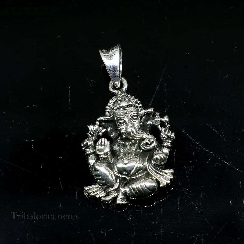 925 sterling silver Idol Ganesha pendant necklace tribal belly dance daily use pendant Rajasthan india ssp970