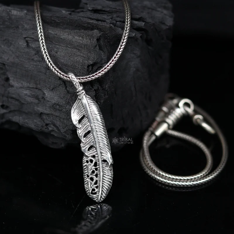 925 sterling silver unique bird wing pendant/ bird feather pendant, silver wing necklace, animal jewelry nsp645