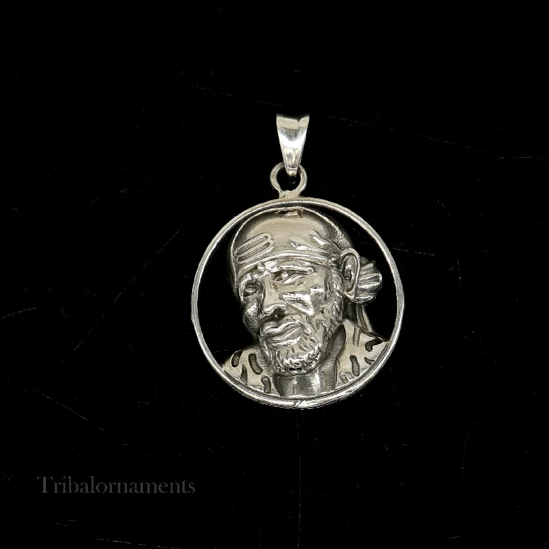 idol Sai Baba pendant 925 sterling silver handmade amazing stylish unisex pendant locket personalized jewelry tribal jewelry ssp945