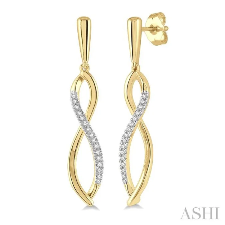 1/6 ctw Infinity Round Cut Diamond Long Earring in 10K Yellow Gold