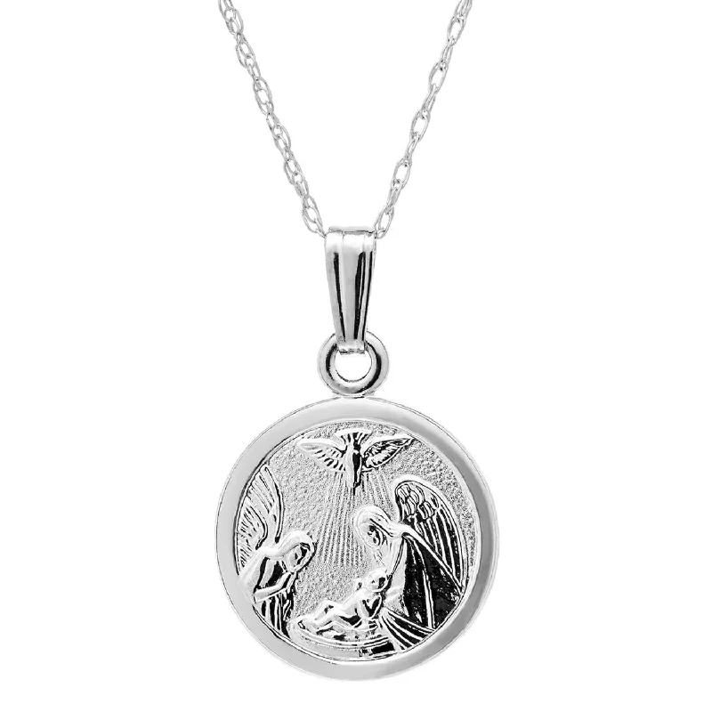 Kiddie Kraft Sterling Silver 15-inch Childrens Religious Medal Pendant