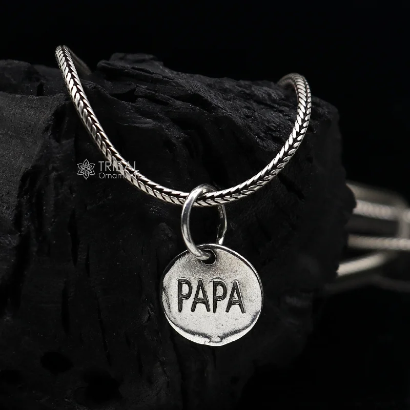 Unique father/PAPA 925 sterling silver small pendant, Wonderful Pendant for father lover unisex gifting round shiny pendants nsp665