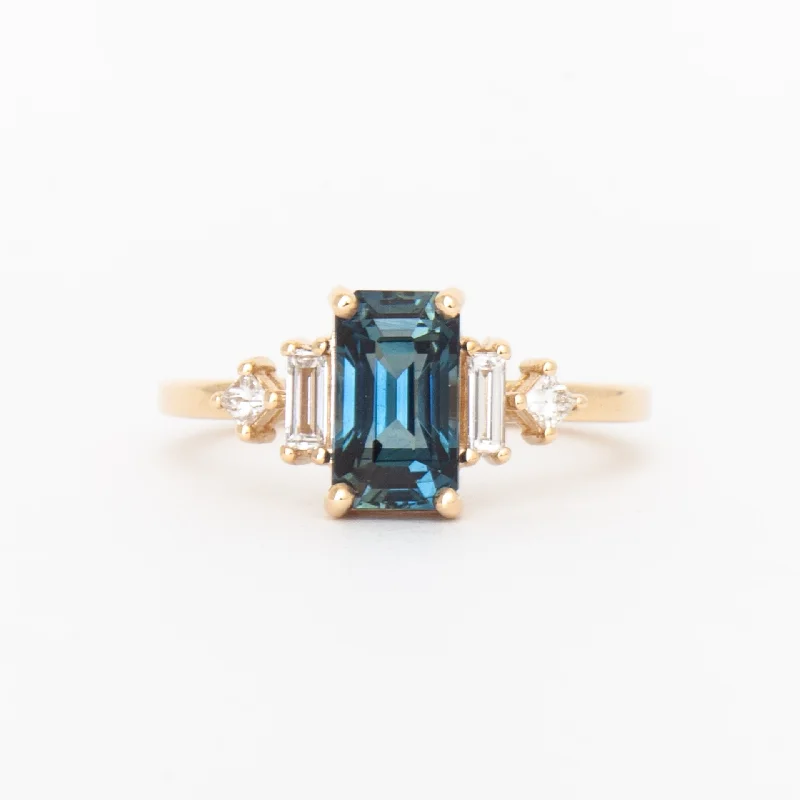 1.92 ct Blue-Green Sapphire Josie Ring