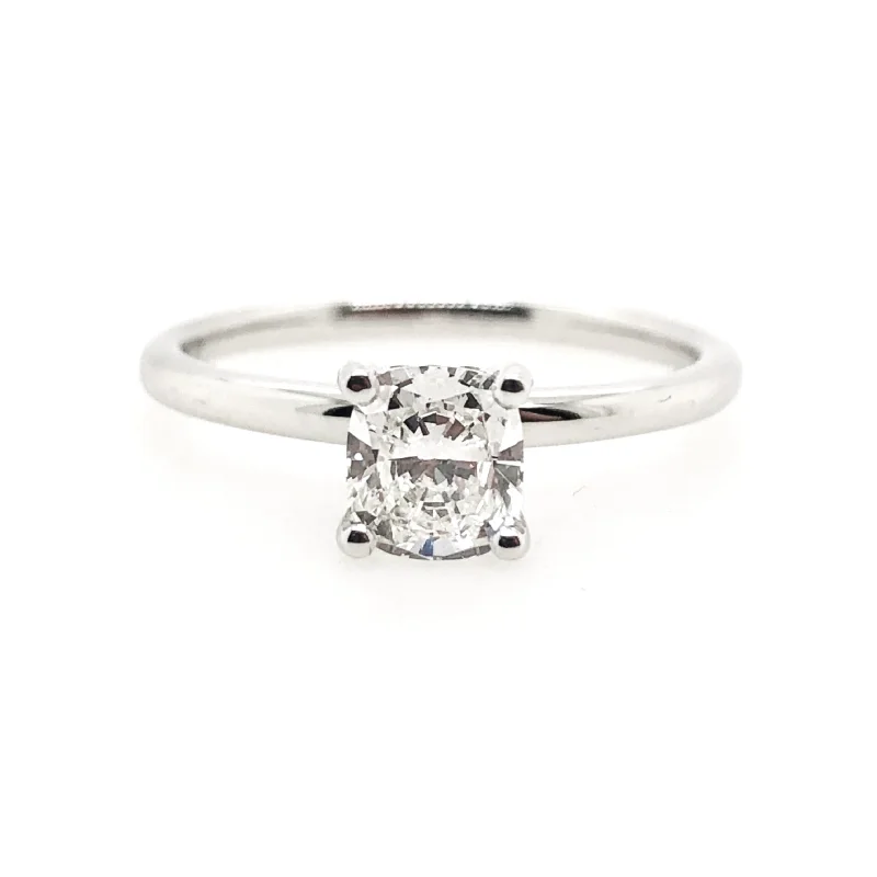 Forevermark White Gold Cushion Cut Diamond Solitaire Engagement Ring