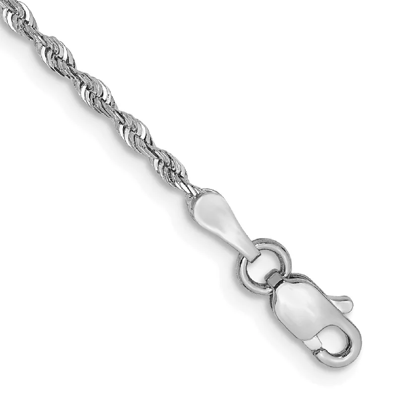 10KT White Gold 10-inch 1.85MM Diamond-cut Rope Anklet