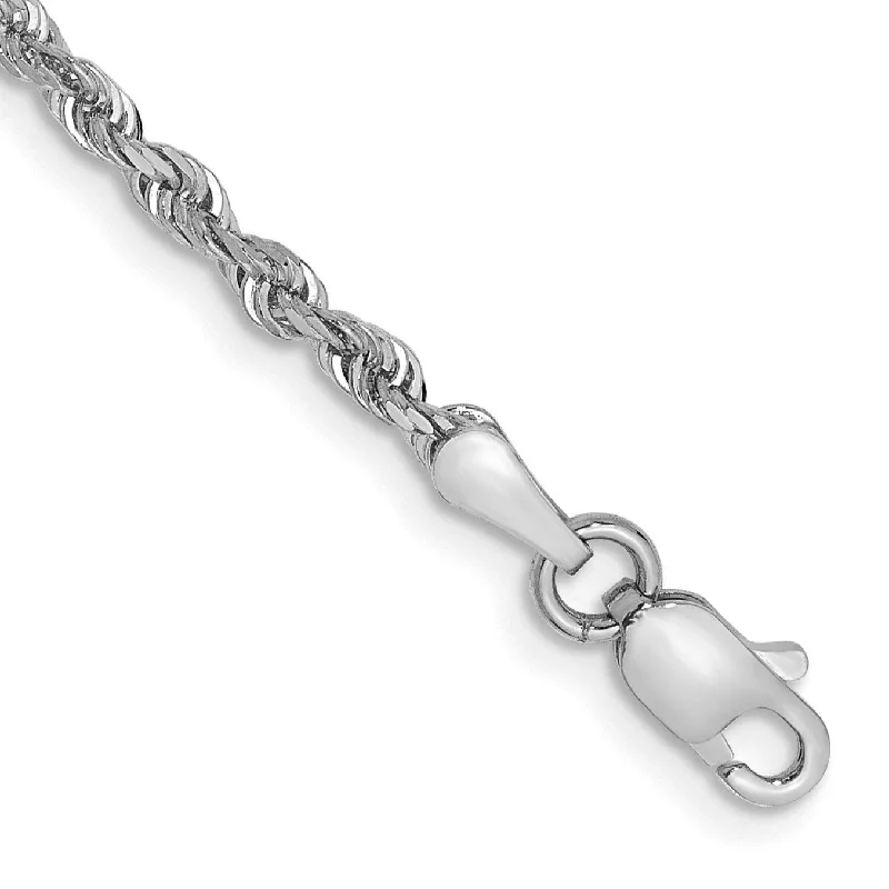 10KT White Gold 10-inch 2.25MM Diamond-cut Rope Anklet