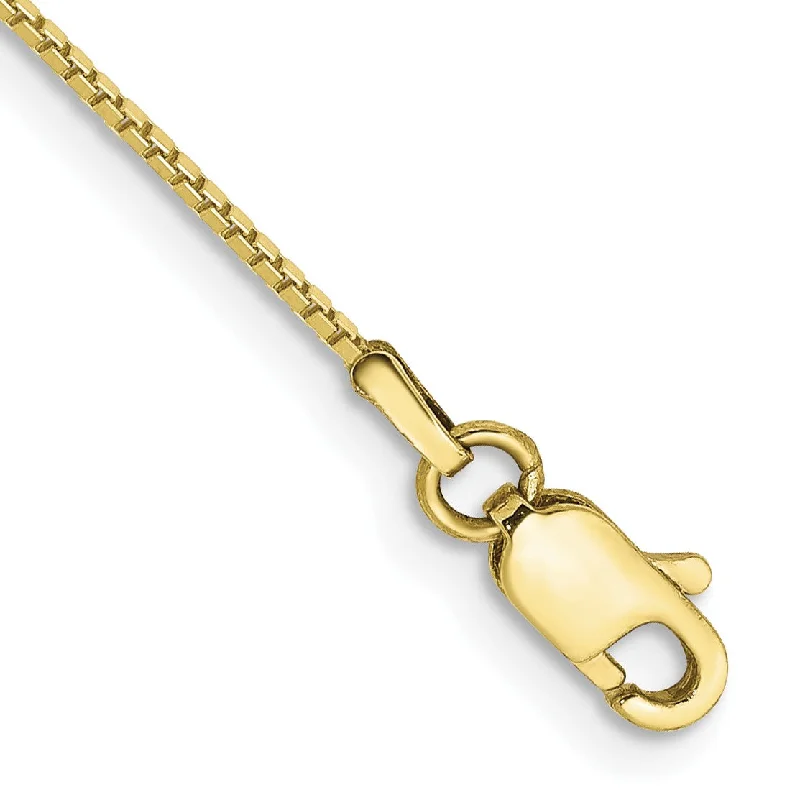 10KT Yellow Gold 9-inch 0.9MM Lobster Clasp Box Chain Anklet