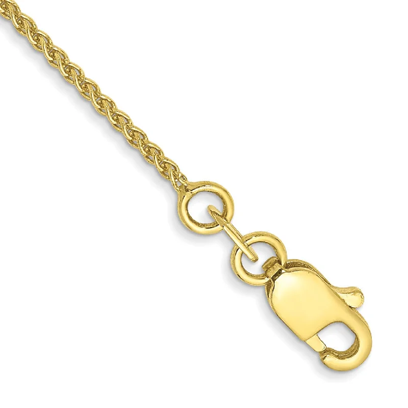 10KT Yellow Gold 9-inch 1MM Lobster Clasp Spiga Link Anklet