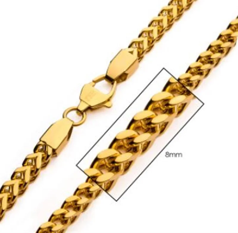 8mm 18K Gold Plated Franco Chain | 24" | INOX