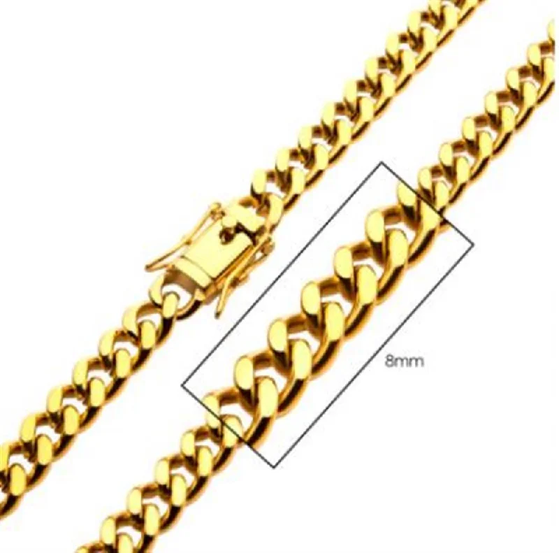 8mm 18K Gold Plated Miami Cuban Chain | 20" | INOX