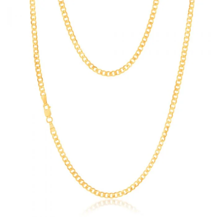 9ct Yellow Gold Concave Extra Flat 80 Gauge 3mm Curb 45cm Chain