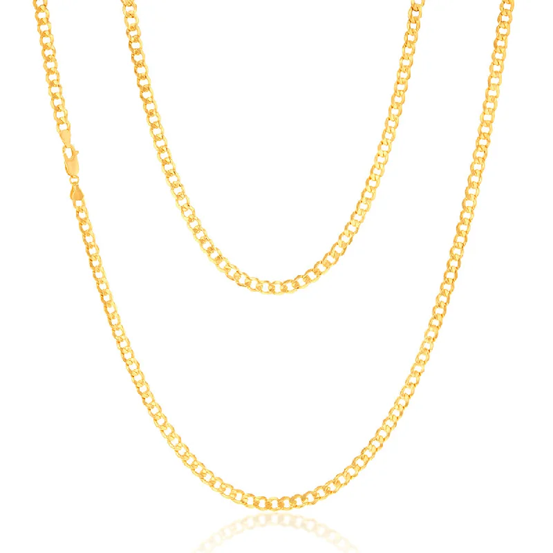 9ct Yellow Gold Filled Bevelled Curb 120 Gauge 70cm Chain