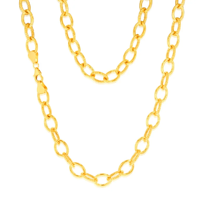 9ct Yellow Gold Silverfilled Fancy Patterned Belcher 50cm Chain