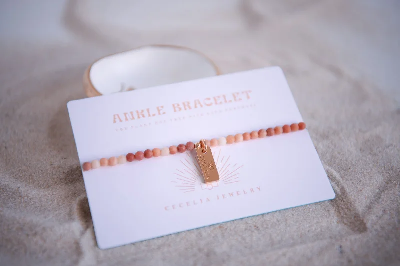 Woodstock Peach Agate Ankle Bracelet