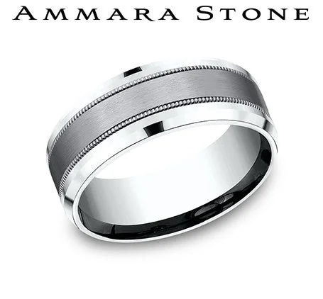 Benchmark Grey Tantalum/White Gold Men's Wedding Band