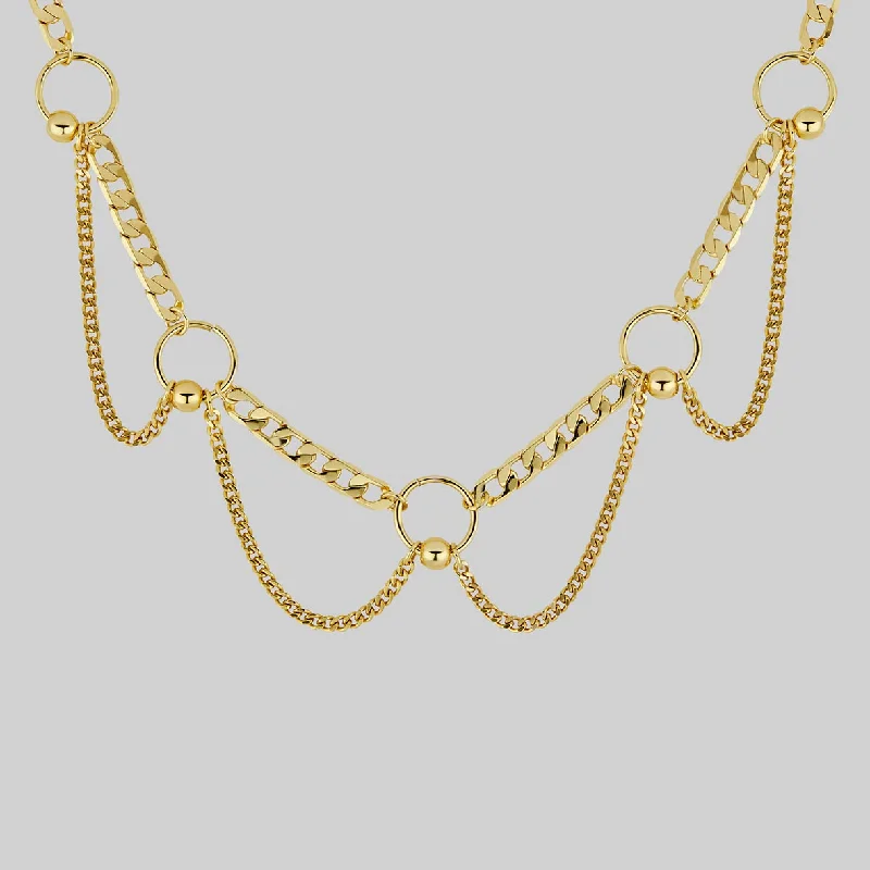 CHANGE OF HEART. Pierced Chain Drop Choker - Gold