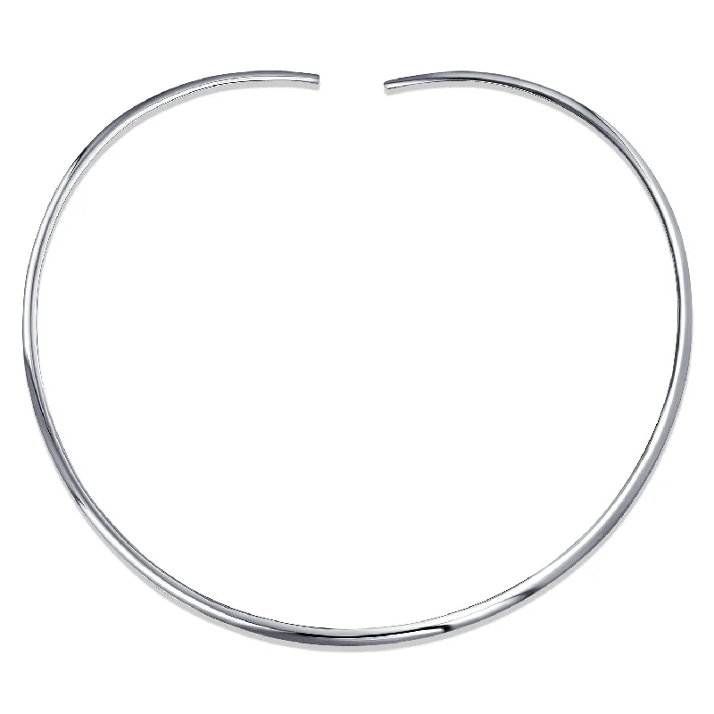 Classic Simple Choker Necklace Sterling Silver Flat Slider 238MM Options