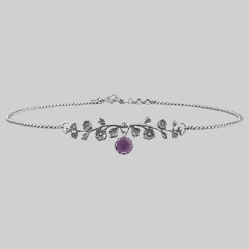 DARK BLOOM. Amethyst Choker - Silver