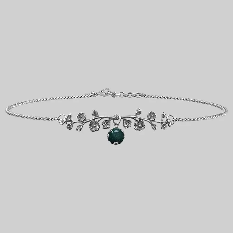 DARK BLOOM. Green Moss Choker - Silver