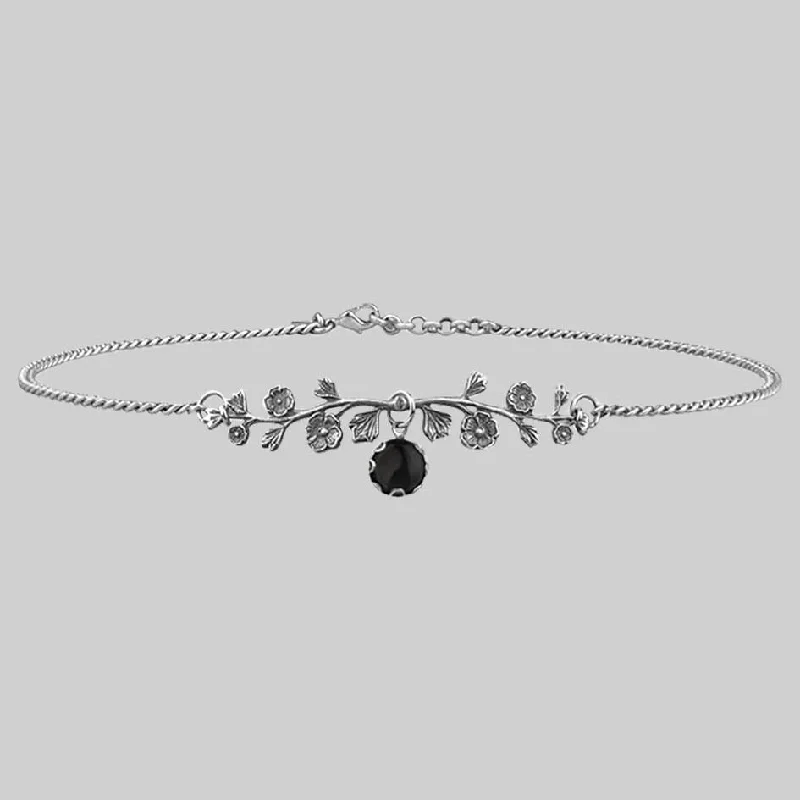 DARK BLOOM. Onyx Choker - Silver