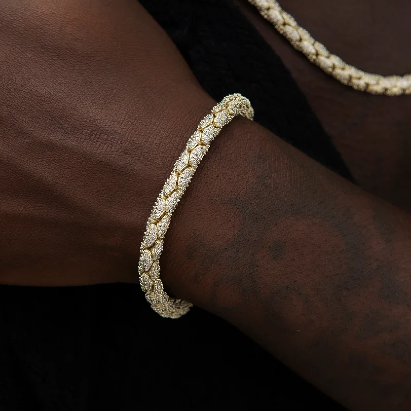 Diamond Pave Reptile Bracelet in Yellow Gold