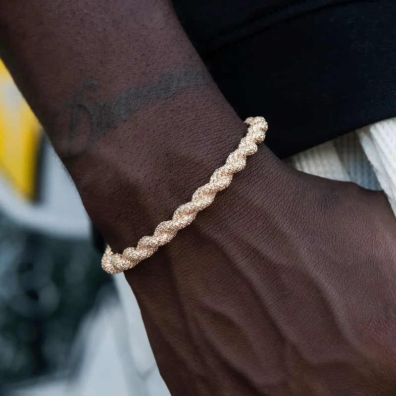 Diamond Rope Cuff Bracelet in Rose Gold- 6mm