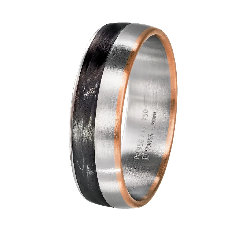 Furrer Jacot Palladium/Rose Gold/Carbon Fiber Men's Wedding Band