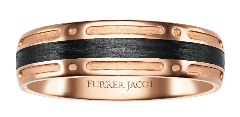 Furrer Jacot Rose Gold/Carbon Fiber Men's Wedding Band