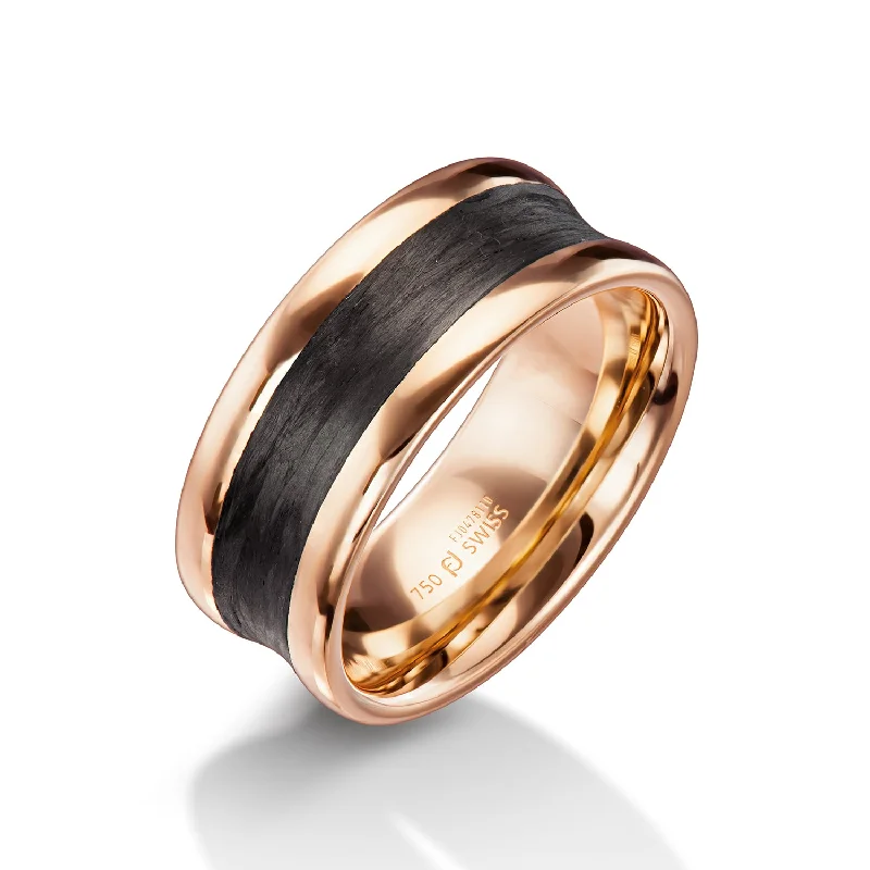 Furrer Jacot Rose Gold/Carbon Fiber Men's Wedding Band