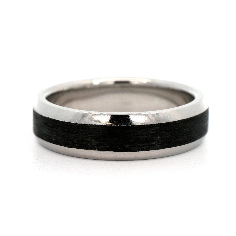 Platinum 6mm Comfort Fit Carbon Fiber Wedding Band