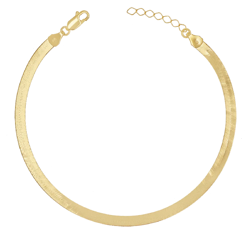 14K Gold Grand Herringbone Anklet 5mm