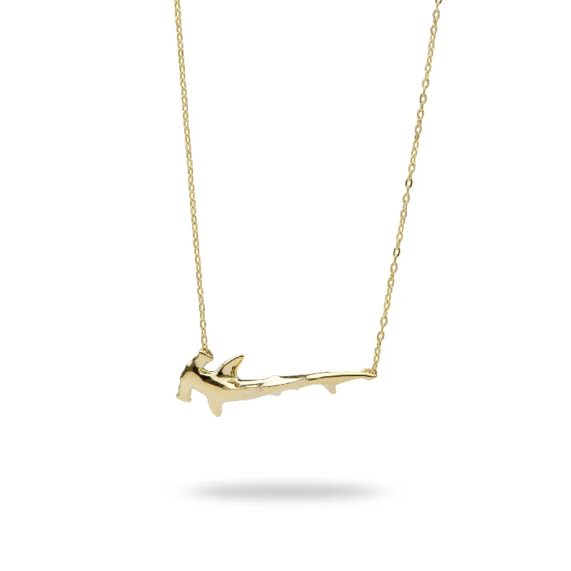 16-18" Adjustable Hammerhead Shark Necklace in Gold