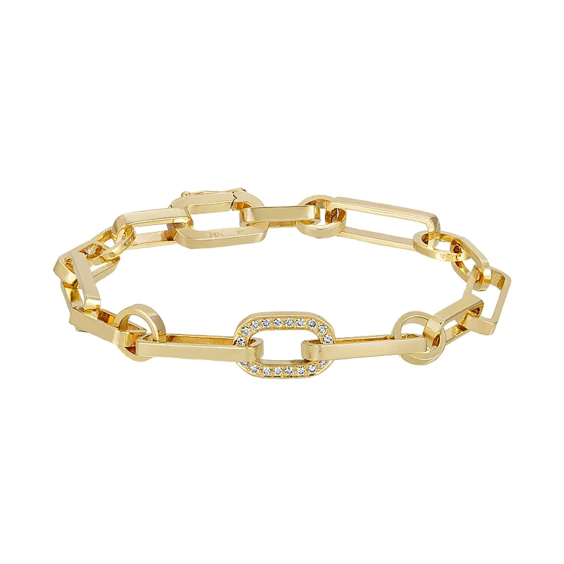 Gold Link Bracelet - One Diamond