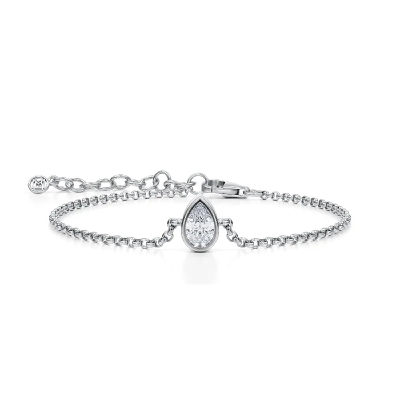 1 Carat Pear Bezel Solitaire Bracelet