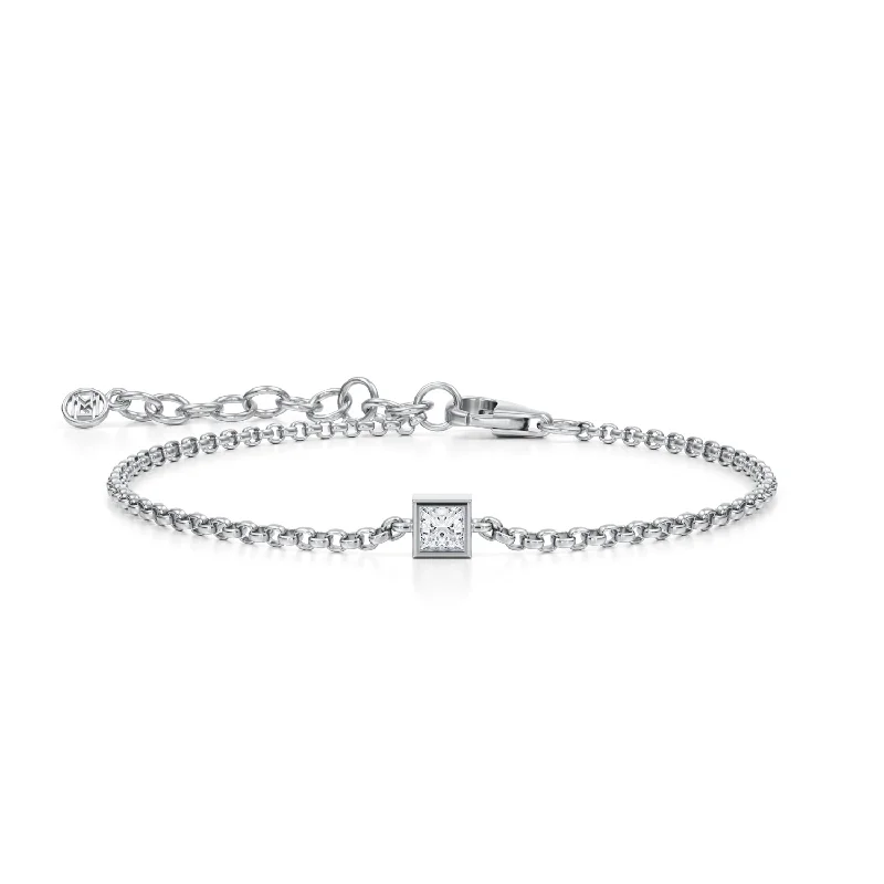 Princess Cut Bezel Solitaire Bracelet