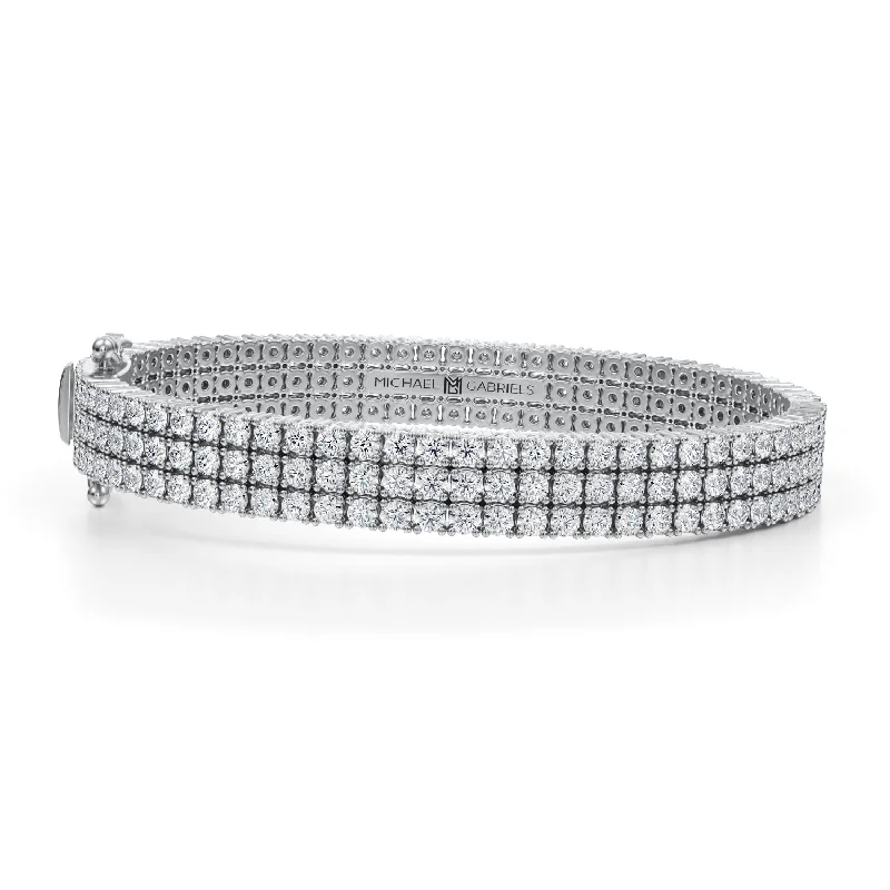 10 Carat Round Triple Row Diamond Bracelet