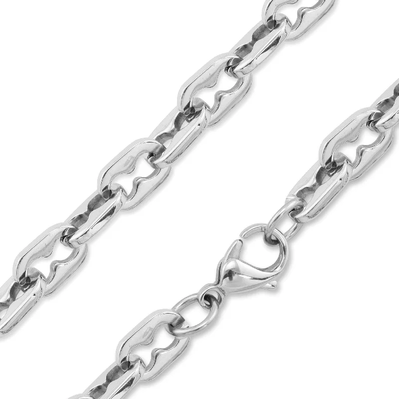 Stainless Steel Grooved Chain Link Necklace / CHN2468