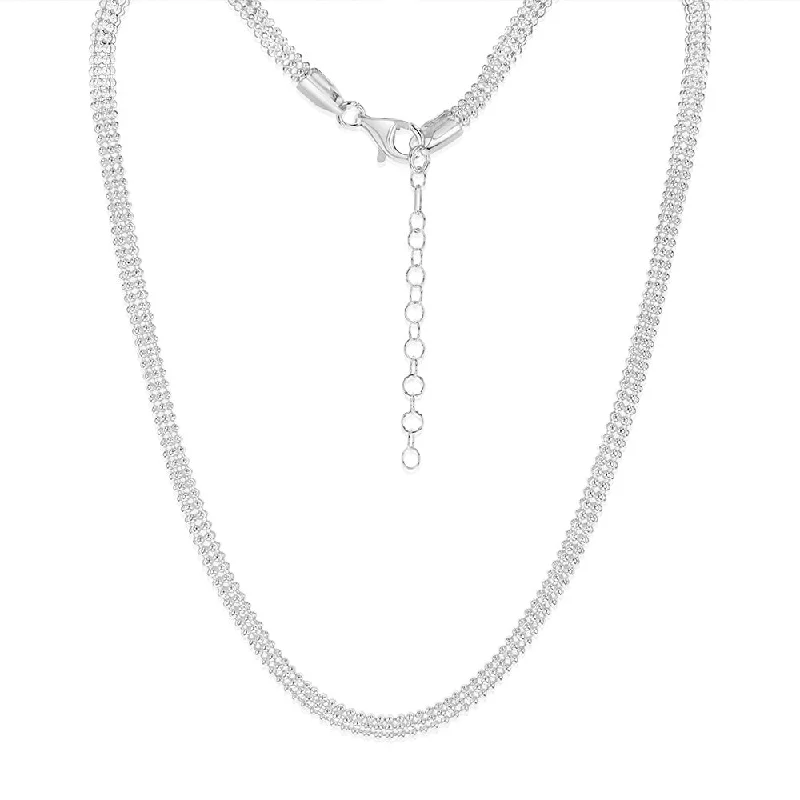 Sterling Silver Broad 42+5cm Chain