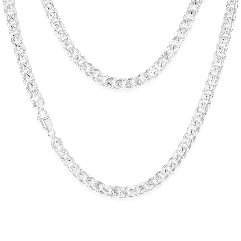 Sterling Silver Curb Beveled 55cm Chain